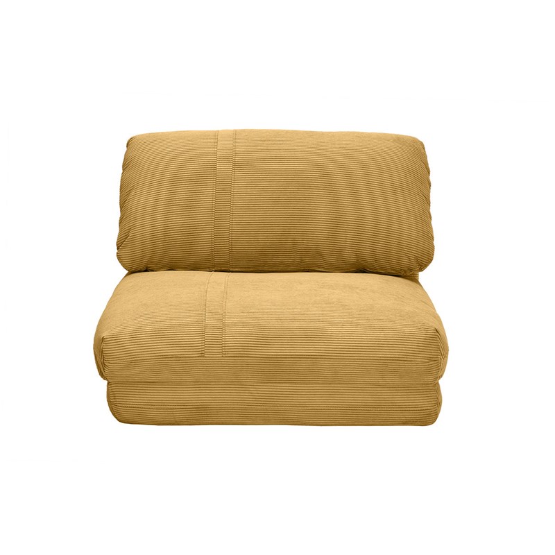Chauffeuse 1 place convertible en tissu velours côtelé jaune curry spencer