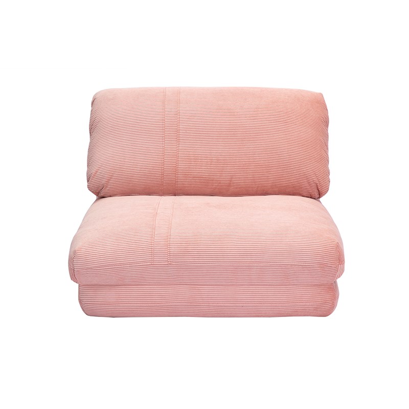 Chauffeuse 1 place convertible en tissu velours côtelé rose spencer