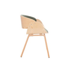 Chaise en tissu vert kaki et bois clair bent