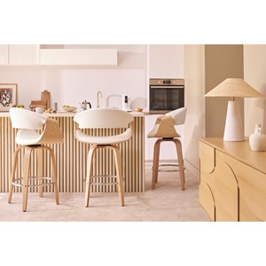 Tabouret de bar noir et bois foncé 65 cm pivotant 360° aramis