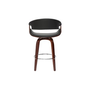 Tabouret de bar noir et bois foncé 65 cm pivotant 360° aramis