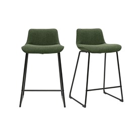 Tabourets de bar en tissu vert kaki et métal h65 cm (lot de 2) boost