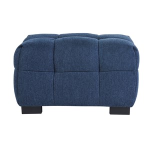 Pouf repose-pieds en tissu effet velours texturé bleu foncé corto
