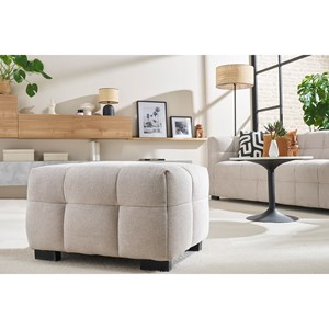 Pouf repose-pieds en tissu effet velours texturé bleu foncé corto