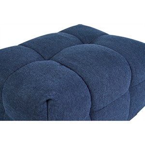 Pouf repose-pieds en tissu effet velours texturé bleu foncé corto