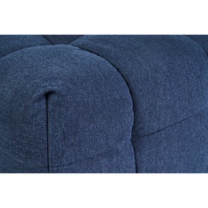 Pouf repose-pieds en tissu effet velours texturé bleu foncé corto