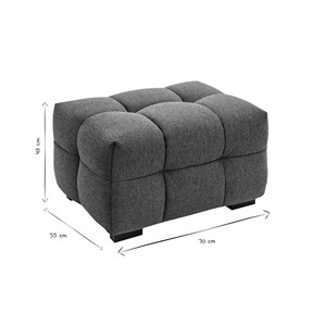 Pouf repose-pieds en tissu effet velours texturé bleu foncé corto