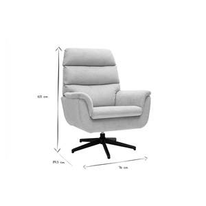 Fauteuil pivotant en tissu chenille gris et métal noir jonah