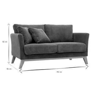 Canapé déhoussable 2 places en tissu velours côtelé vert kaki et bois clair oslo