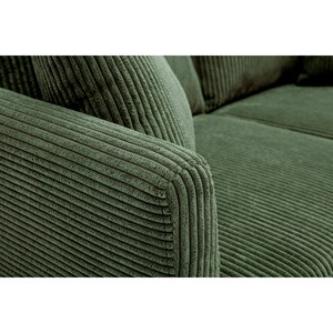 Canapé déhoussable 2 places en tissu velours côtelé vert kaki et bois clair oslo