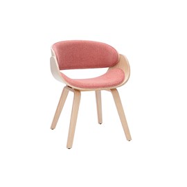 Chaise en tissu effet velours texturé terracotta et bois clair bent