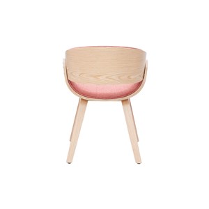 Chaise en tissu effet velours texturé terracotta et bois clair bent