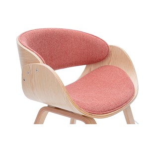 Chaise en tissu effet velours texturé terracotta et bois clair bent