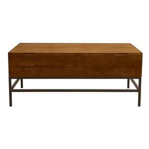 Table basse relevable bois manguier massif teinté et métal noir l110 cm ypster