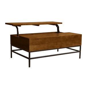 Table basse relevable bois manguier massif teinté et métal noir l110 cm ypster