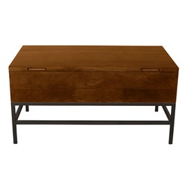 Table basse relevable bois manguier massif teinté et métal noir l90 cm ypster