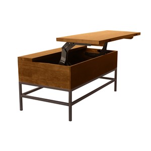 Table basse relevable bois manguier massif teinté et métal noir l90 cm ypster