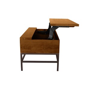 Table basse relevable bois manguier massif teinté et métal noir l90 cm ypster