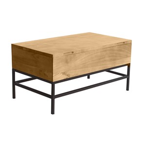 Table basse relevable bois manguier massif et métal noir l90 cm ypster