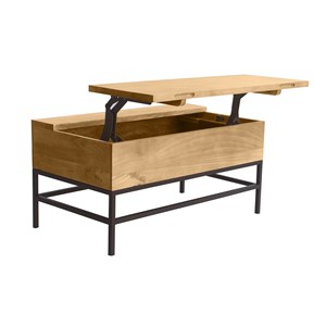 Table basse relevable bois manguier massif et métal noir l90 cm ypster