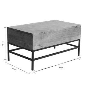Table basse relevable bois manguier massif et métal noir l90 cm ypster