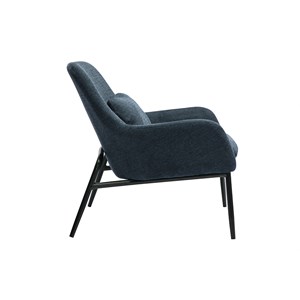 Fauteuil en tissu effet velours texturé bleu foncé et métal noir maxine