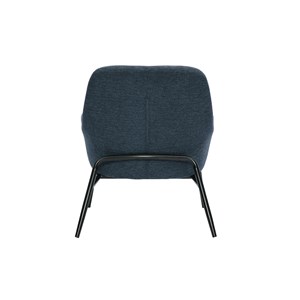 Fauteuil en tissu effet velours texturé bleu foncé et métal noir maxine
