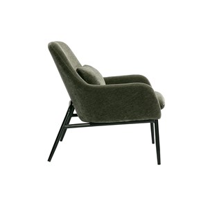 Fauteuil en tissu effet velours vert kaki et métal noir maxine