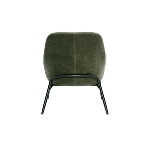 Fauteuil en tissu effet velours vert kaki et métal noir maxine