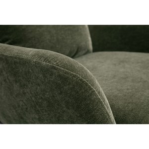 Fauteuil en tissu effet velours vert kaki et métal noir maxine