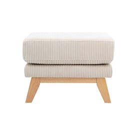 Pouf repose-pieds déhoussable en tissu velours côtelé beige et bois clair oslo