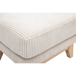 Pouf repose-pieds déhoussable en tissu velours côtelé beige et bois clair oslo