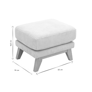 Pouf repose-pieds déhoussable en tissu velours côtelé beige et bois clair oslo