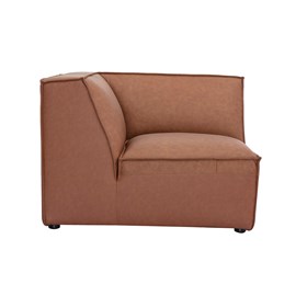Module d'angle central pour canapé en cuir marron split