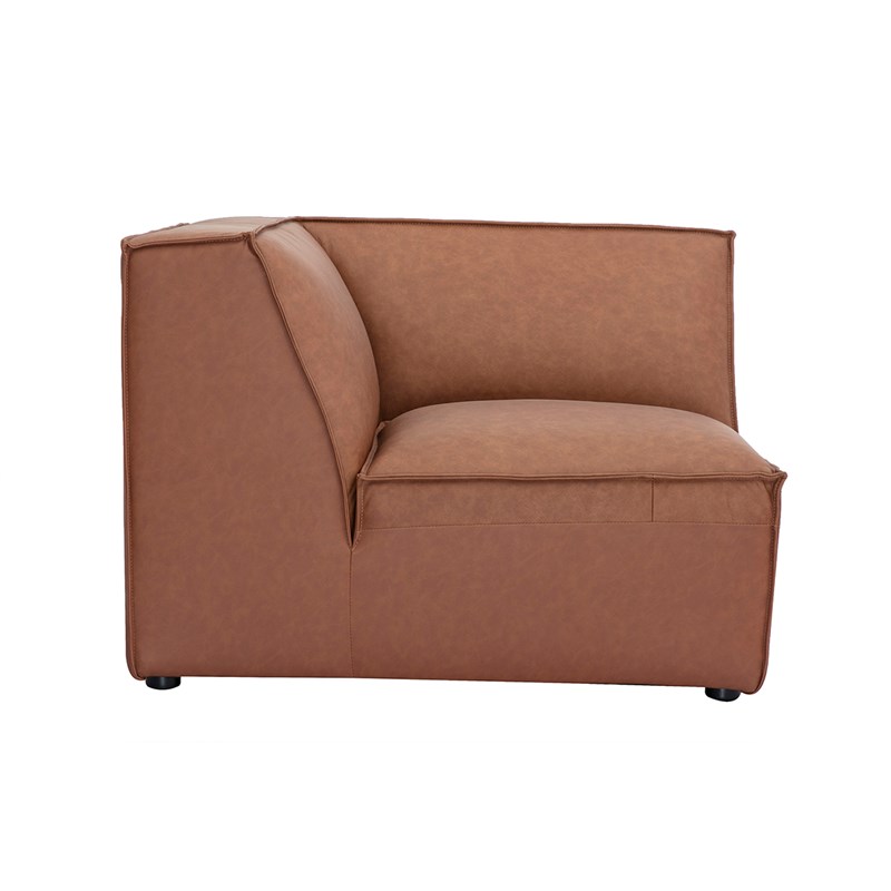 Module d'angle central pour canapé en cuir marron split