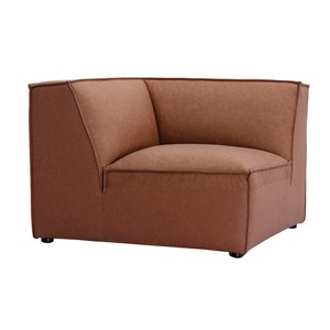 Module d'angle central pour canapé en cuir marron split