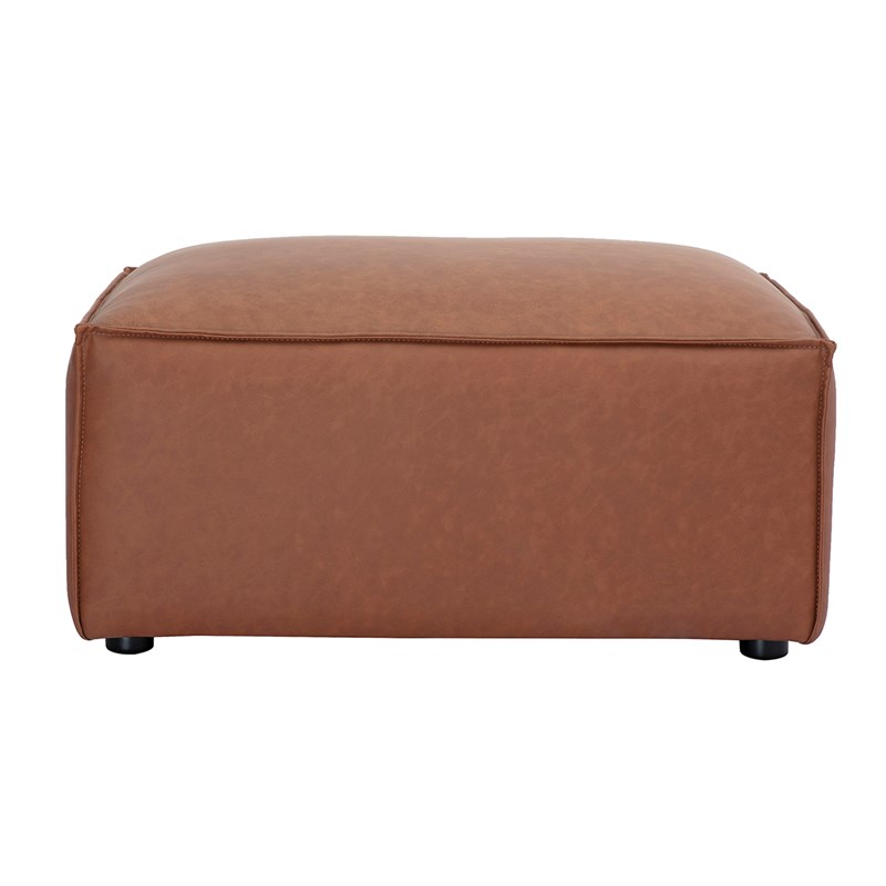 Pouf repose pieds en cuir marron split