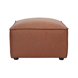 Pouf repose pieds en cuir marron split