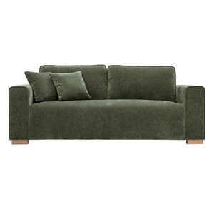Canapé 3 places en tissu effet velours vert kaki pepper