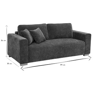 Canapé 3 places en tissu effet velours vert kaki pepper