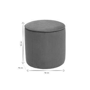 Pouf rond en velours côtelé vert kaki d40 cm paul