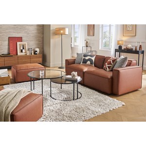 Module d'angle gauche pour canapé en tissu chenille beige split