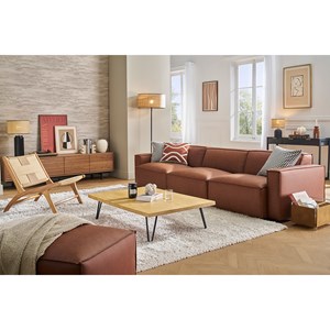 Module droit pour canapé en tissu chenille beige split