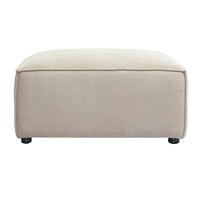 Pouf repose pieds en tissu chenille beige split