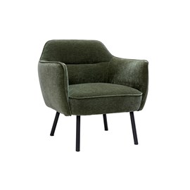 Fauteuil en tissu effet velours vert kaki et métal noir laurens