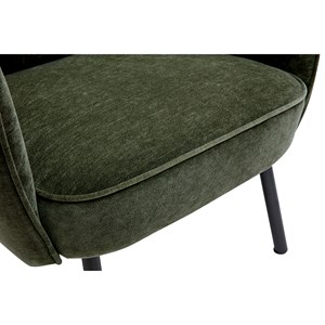 Fauteuil en tissu effet velours vert kaki et métal noir laurens