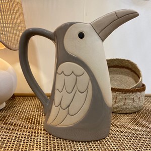 Pichet, carafe ou vase oiseau en grès