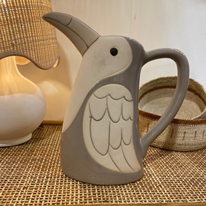 Pichet, carafe ou vase oiseau en grès