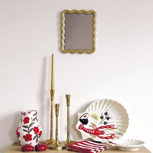 Miroir rectangulaire cadre ondulé doré