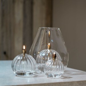 Lampe à huile boule striée taille s -